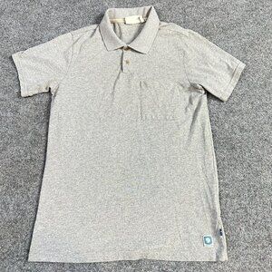 Fjallraven Polo Shirt S Gray Solid Pocket Made in Portugal